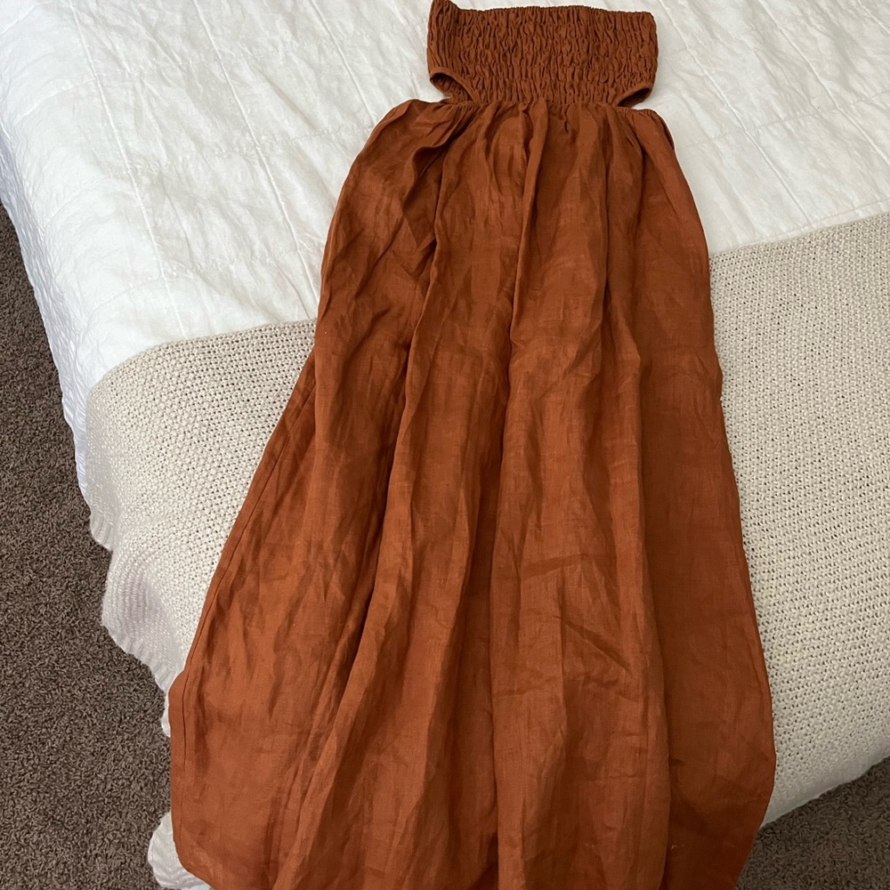 DISSH Strapless Maxi Dress in Rust